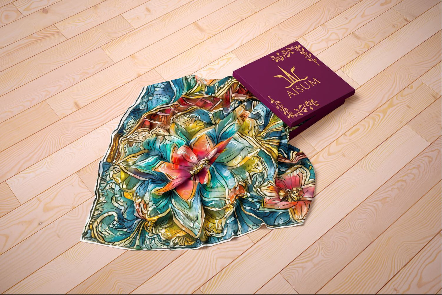Floral Finesse Hand-rolled Silk Twill Scarf