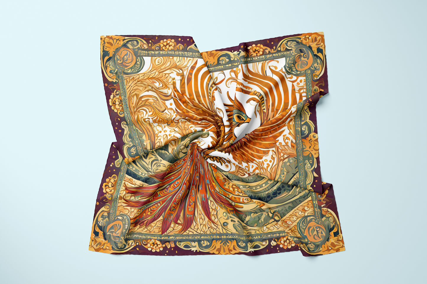 Regal Rise Hand-rolled Silk Twill Scarf