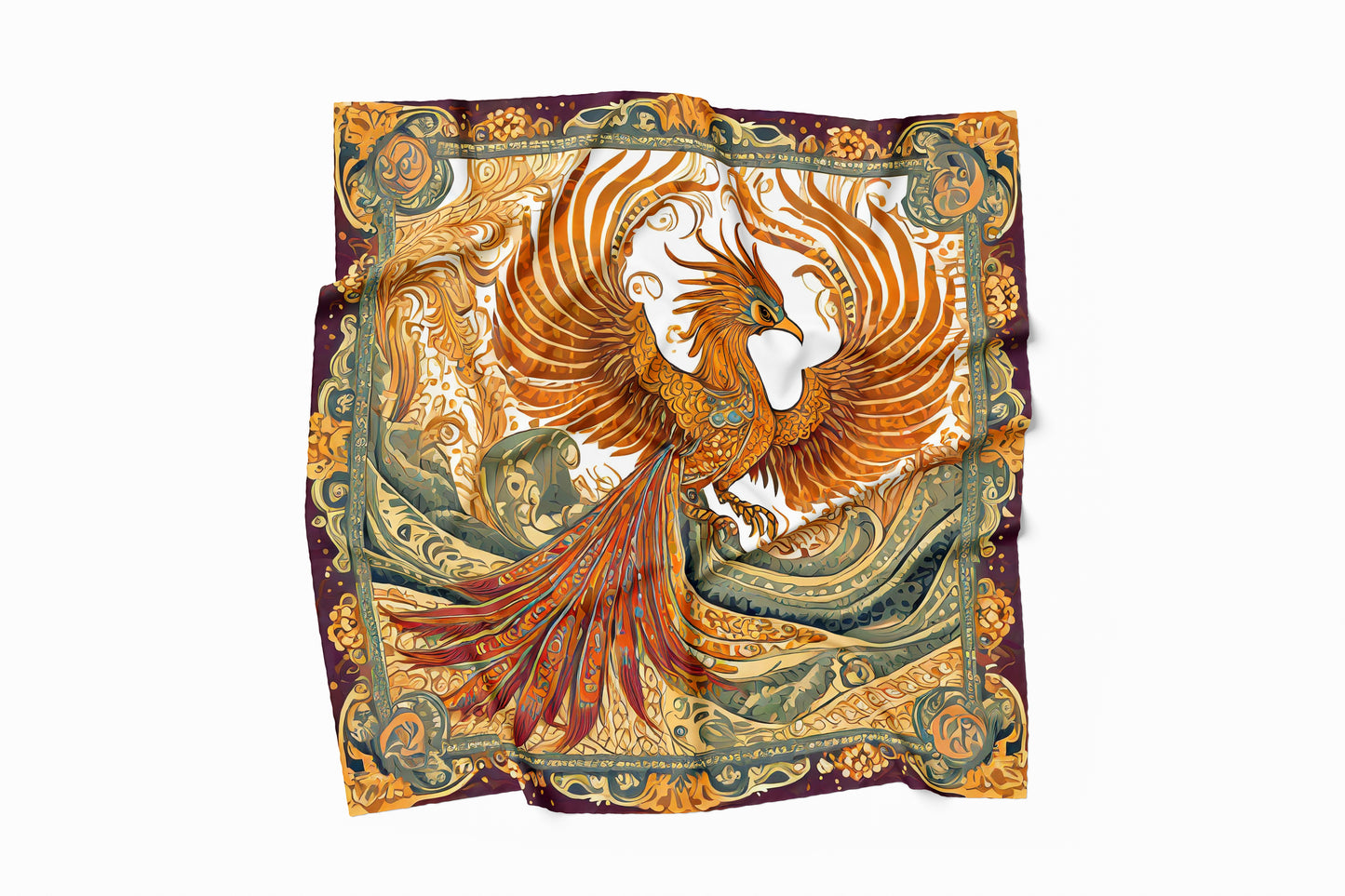 Regal Rise Hand-rolled Silk Twill Scarf