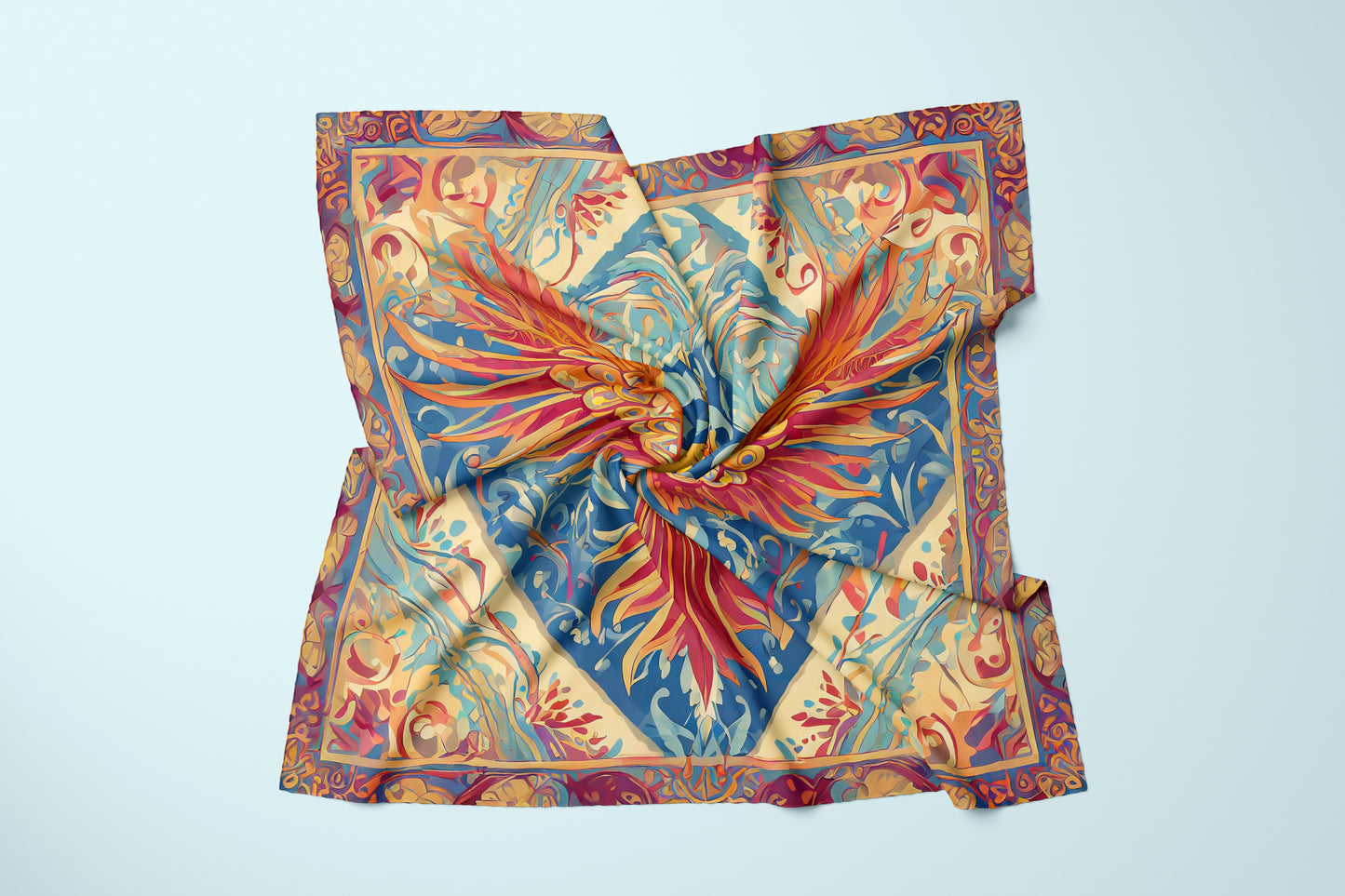 Phoenix Ascendence Hand-rolled Silk Twill Scarf