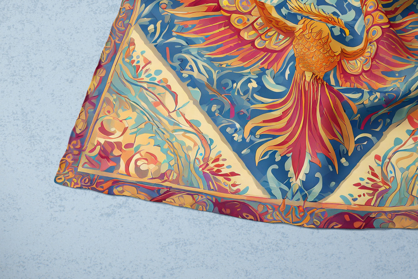 Phoenix Ascendence Hand-rolled Silk Twill Scarf