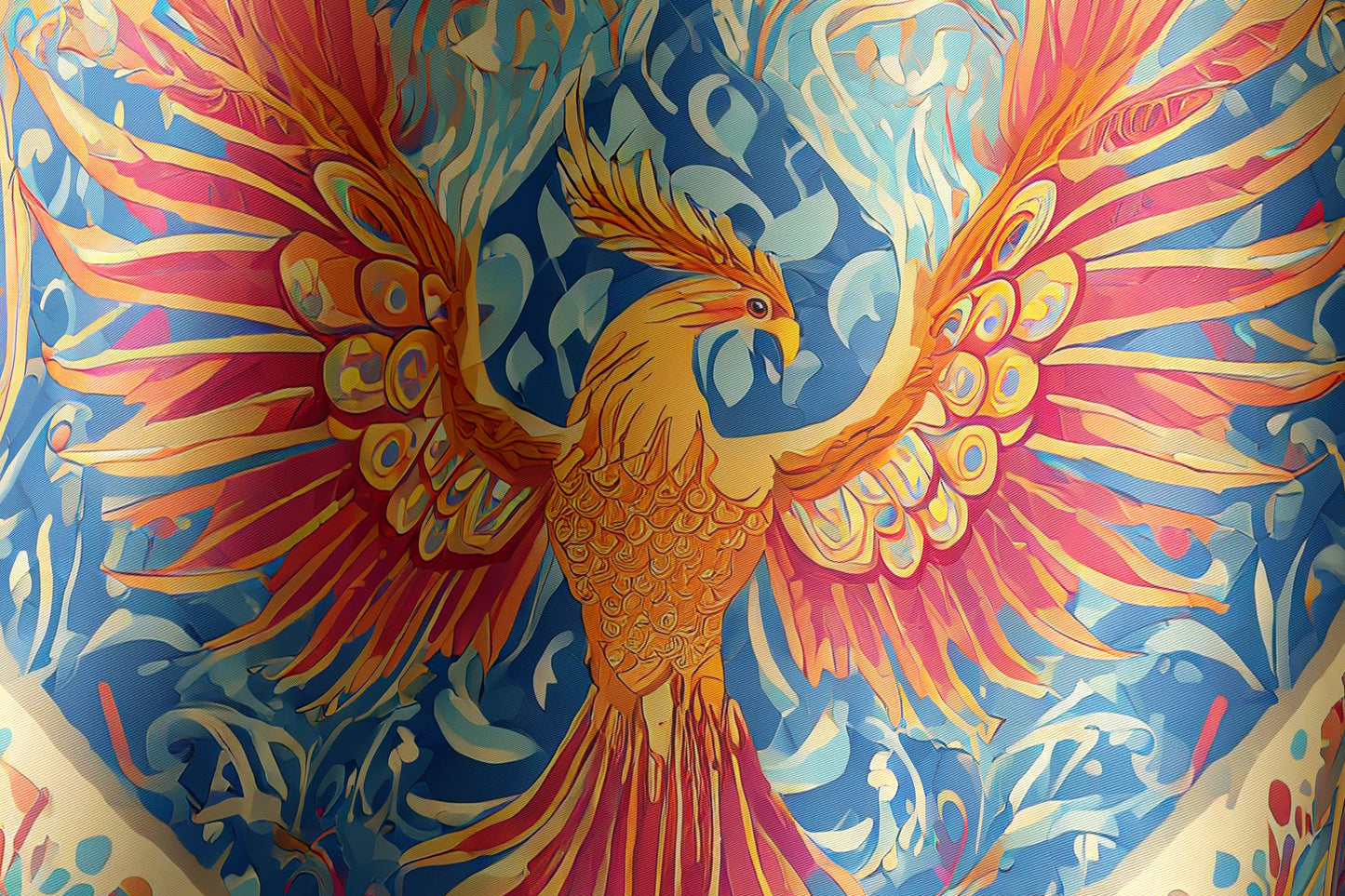 Phoenix Ascendence Hand-rolled Silk Twill Scarf