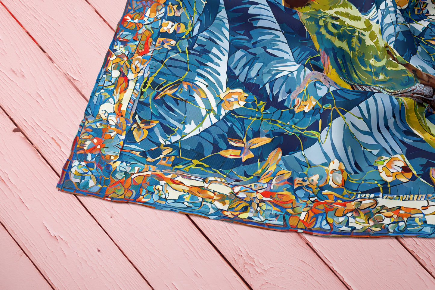 Avian Vert Hand-rolled Silk Twill Scarf