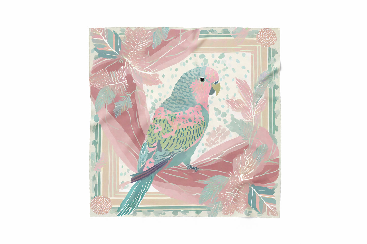 Tropical Pink Whispers Hand-rolled Silk Twill Scarf