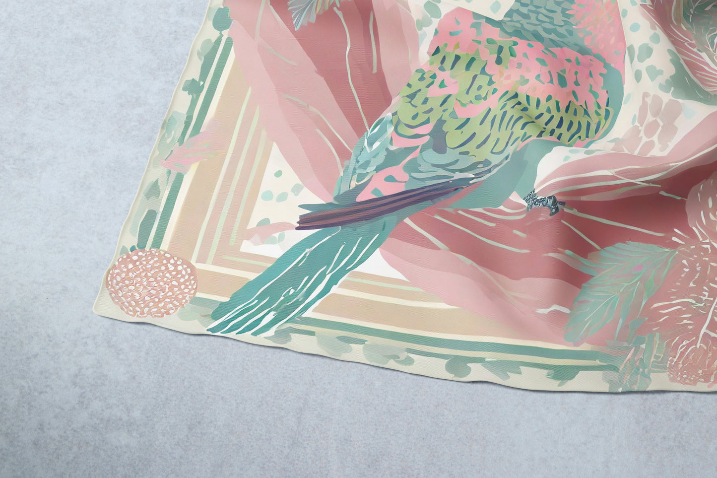 Tropical Pink Whispers Hand-rolled Silk Twill Scarf