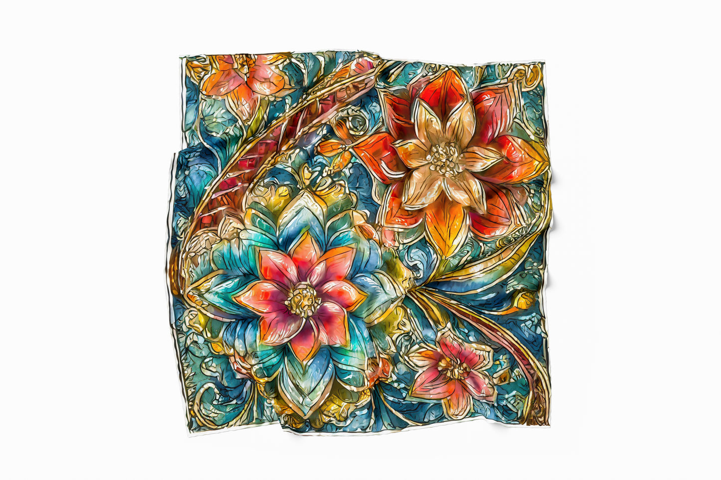 Floral Finesse Hand-rolled Silk Twill Scarf
