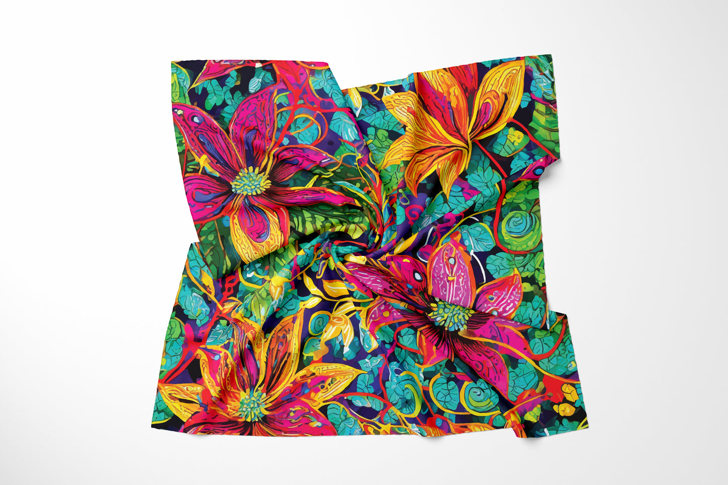 Blossom Euphoria Hand-rolled Silk Twill Scarf