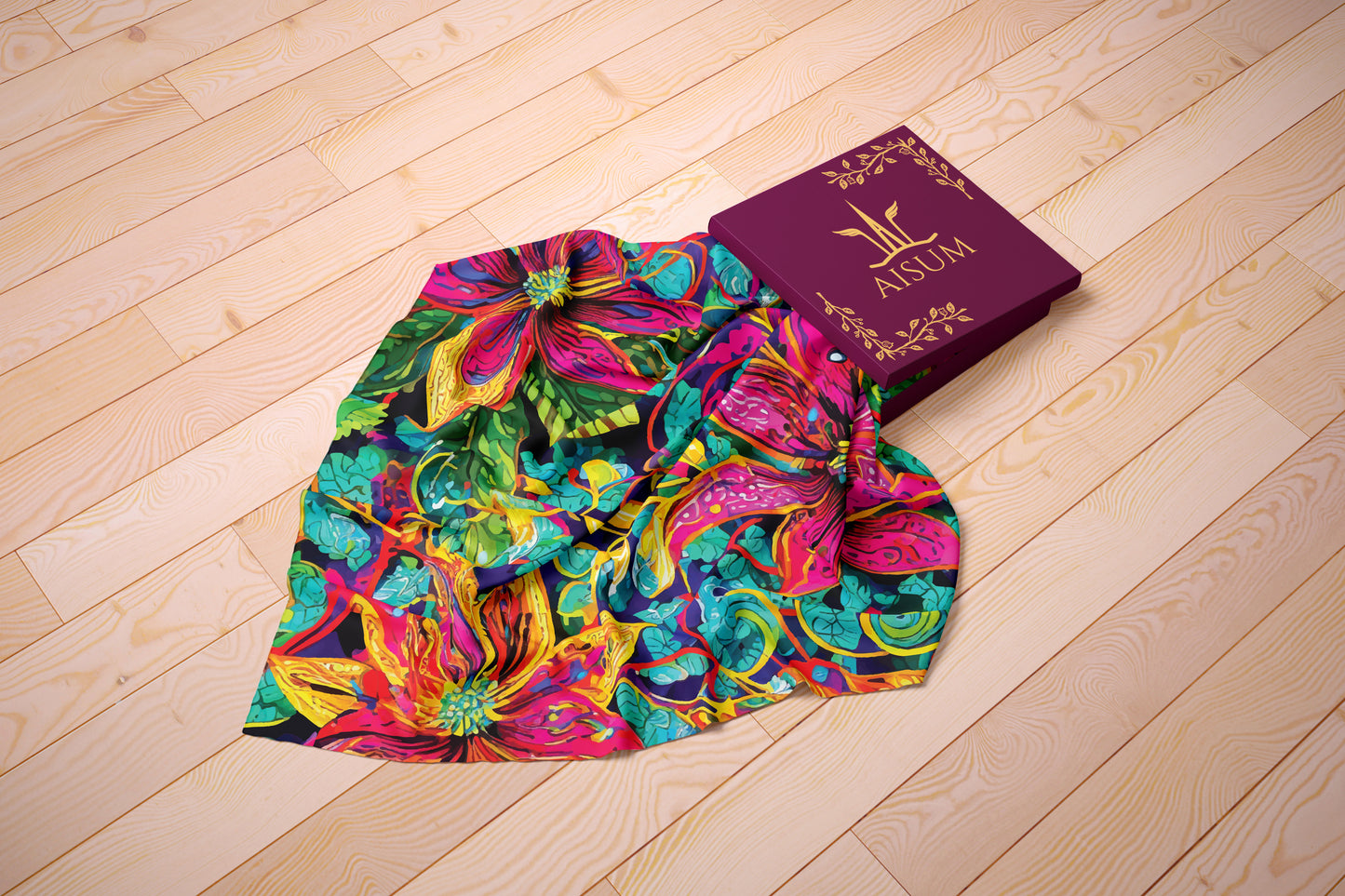 Blossom Euphoria Hand-rolled Silk Twill Scarf