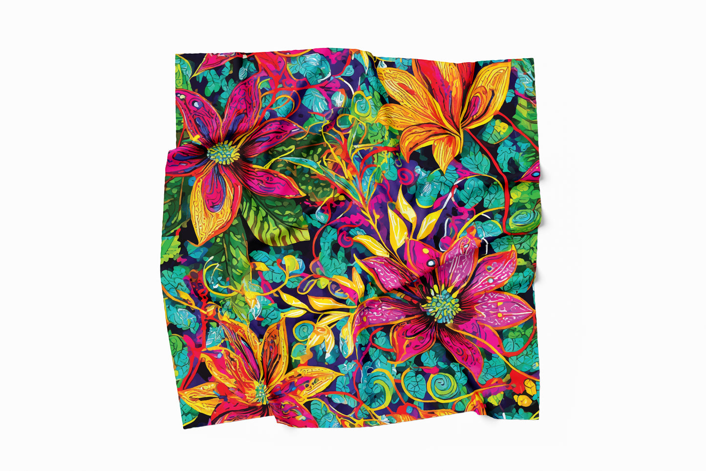 Blossom Euphoria Hand-rolled Silk Twill Scarf
