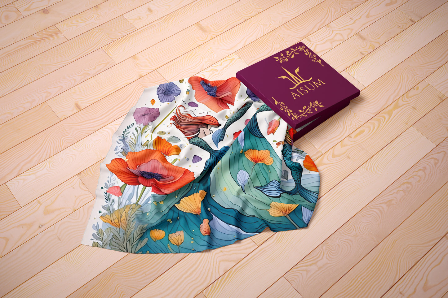 Ocean's Serenade Hand-rolled Silk Twill Scarf