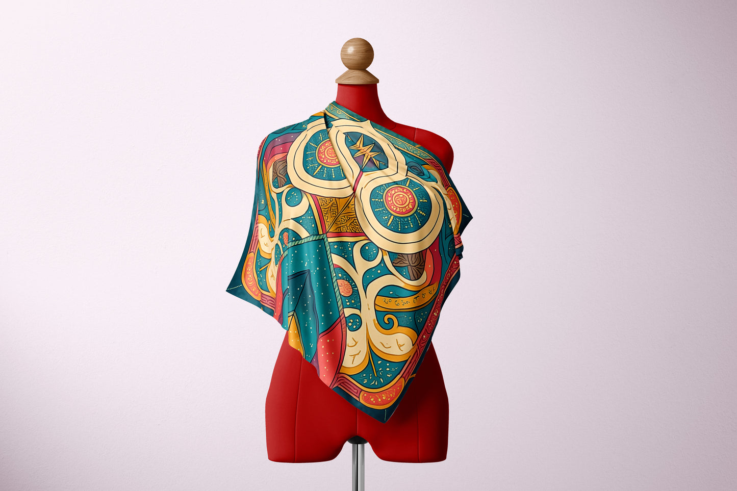 Mystic Glyphs Hand-rolled Silk Twill Scarf