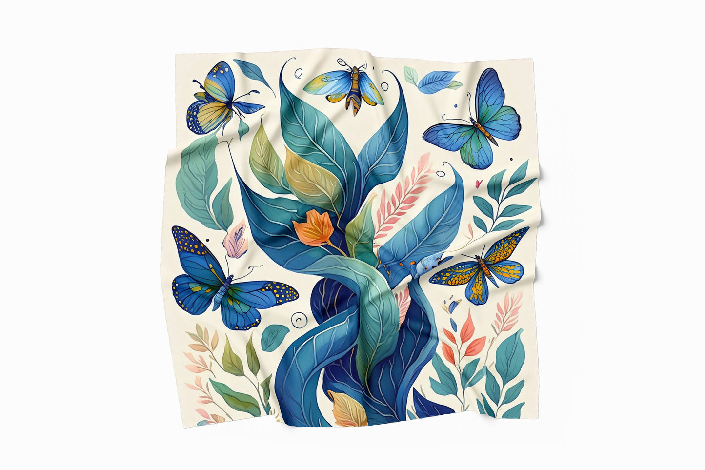 Moth On Arboreal Hand-rolled Silk Twill Scarf
