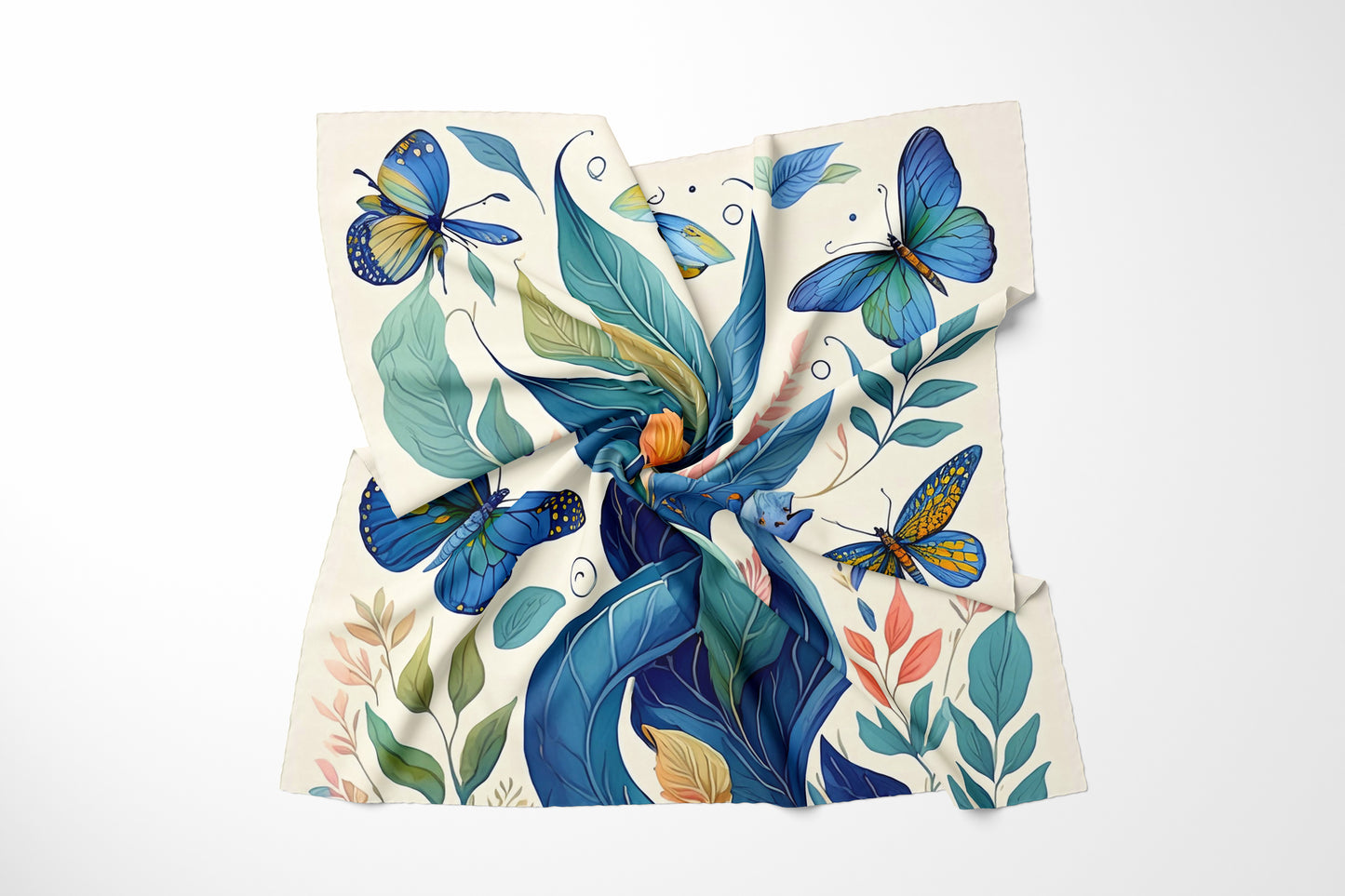 Moth On Arboreal Hand-rolled Silk Twill Scarf