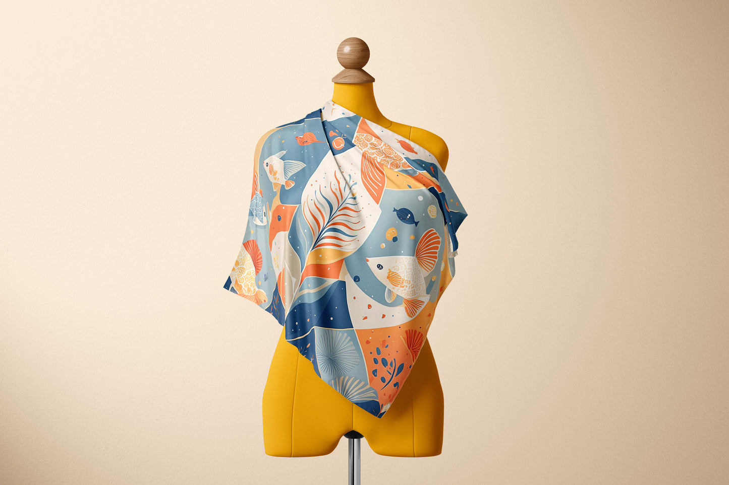 Symphonie Aquatique Hand-rolled Silk Twill Scarf