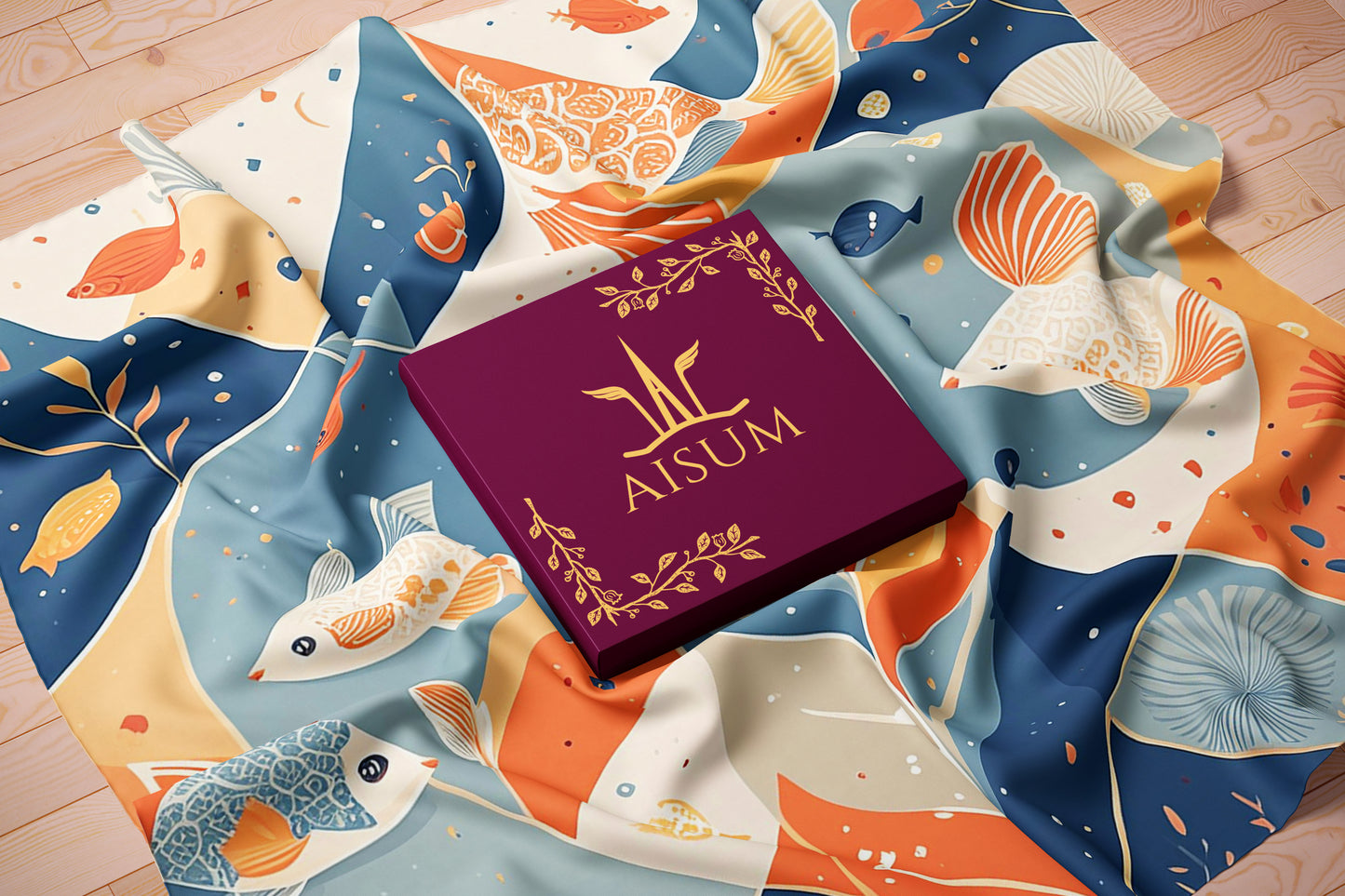 Symphonie Aquatique Hand-rolled Silk Twill Scarf