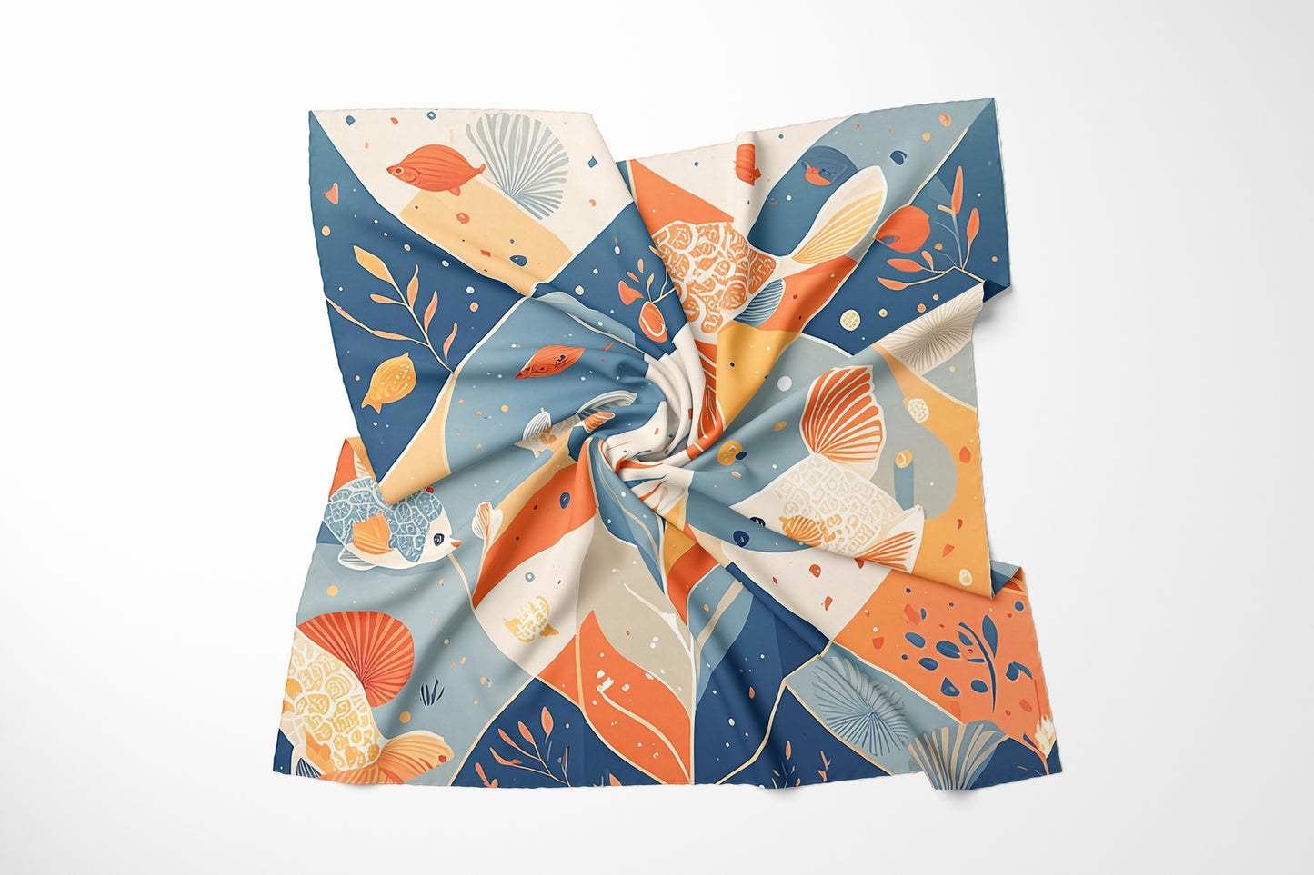 Symphonie Aquatique Hand-rolled Silk Twill Scarf