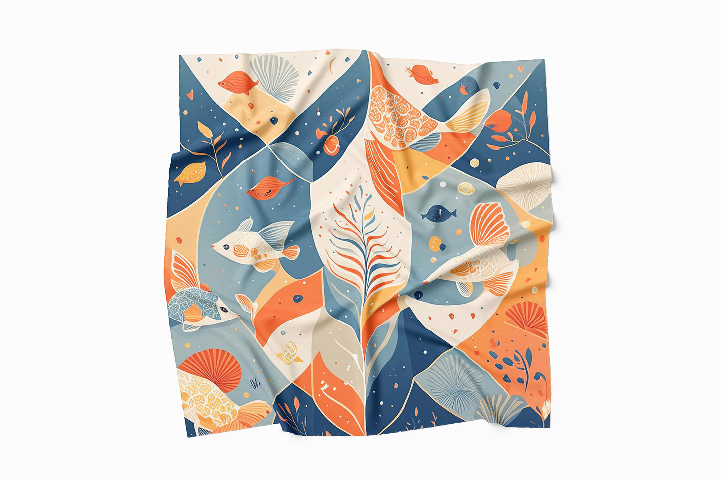 Symphonie Aquatique Hand-rolled Silk Twill Scarf