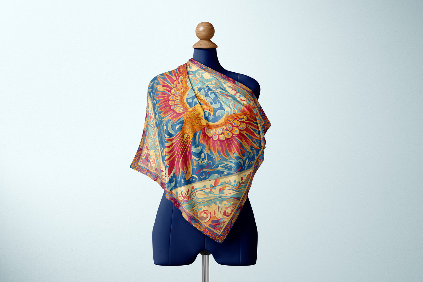 Phoenix Ascendence Hand-rolled Silk Twill Scarf