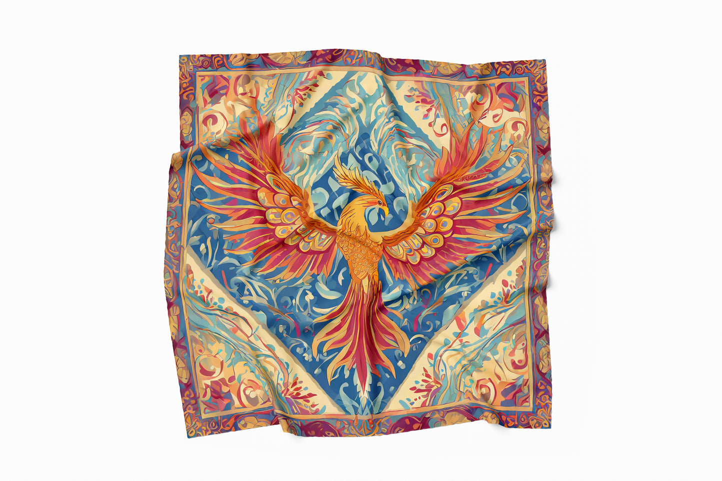 Phoenix Ascendence Hand-rolled Silk Twill Scarf