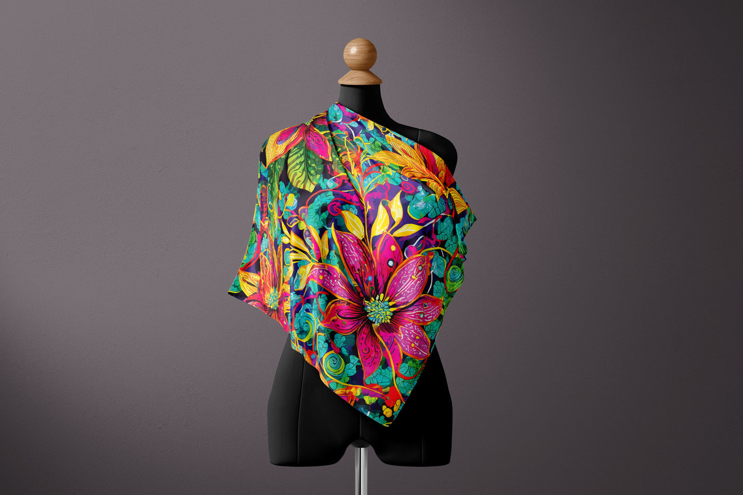 Blossom Euphoria Hand-rolled Silk Twill Scarf