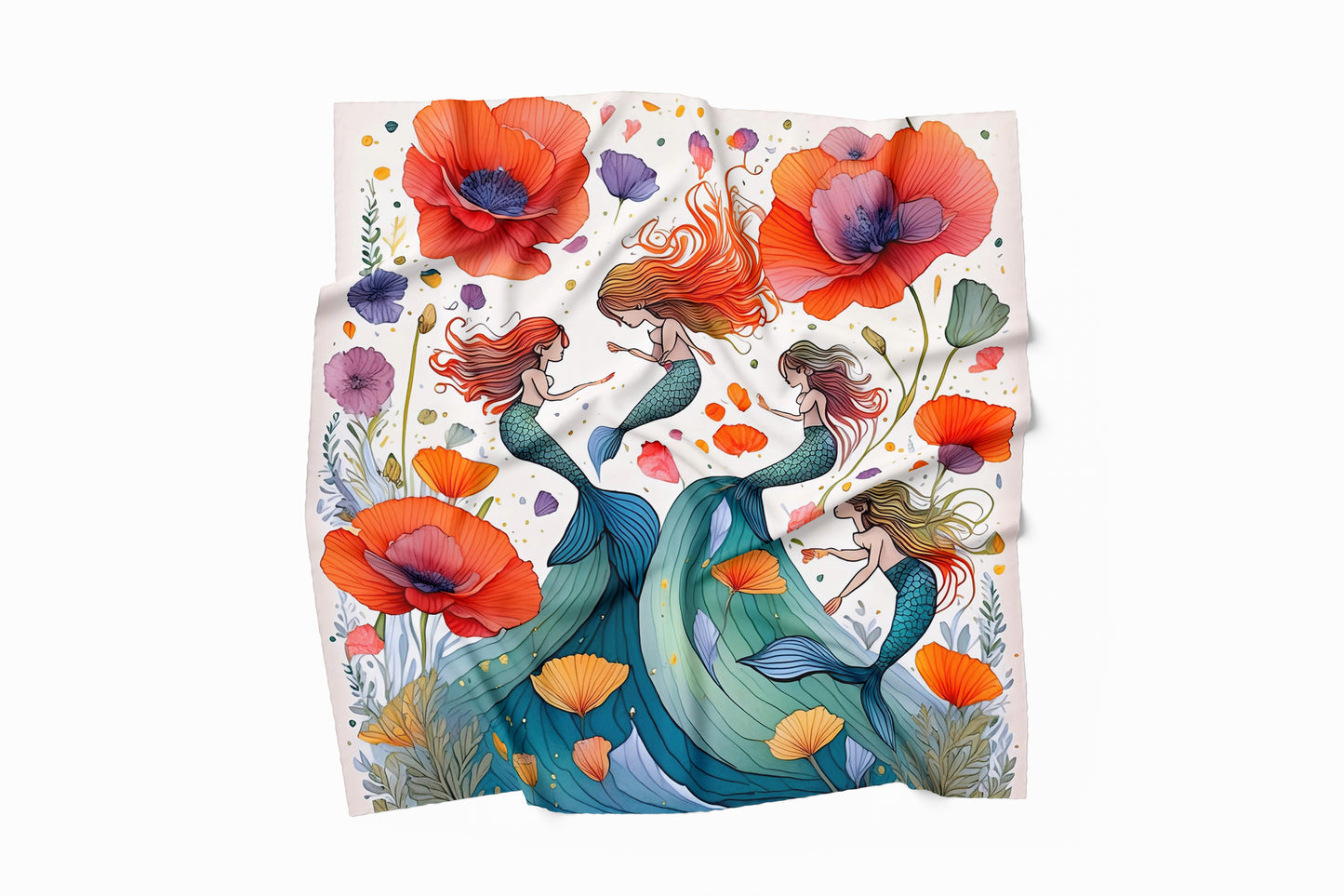 Ocean's Serenade Hand-rolled Silk Twill Scarf