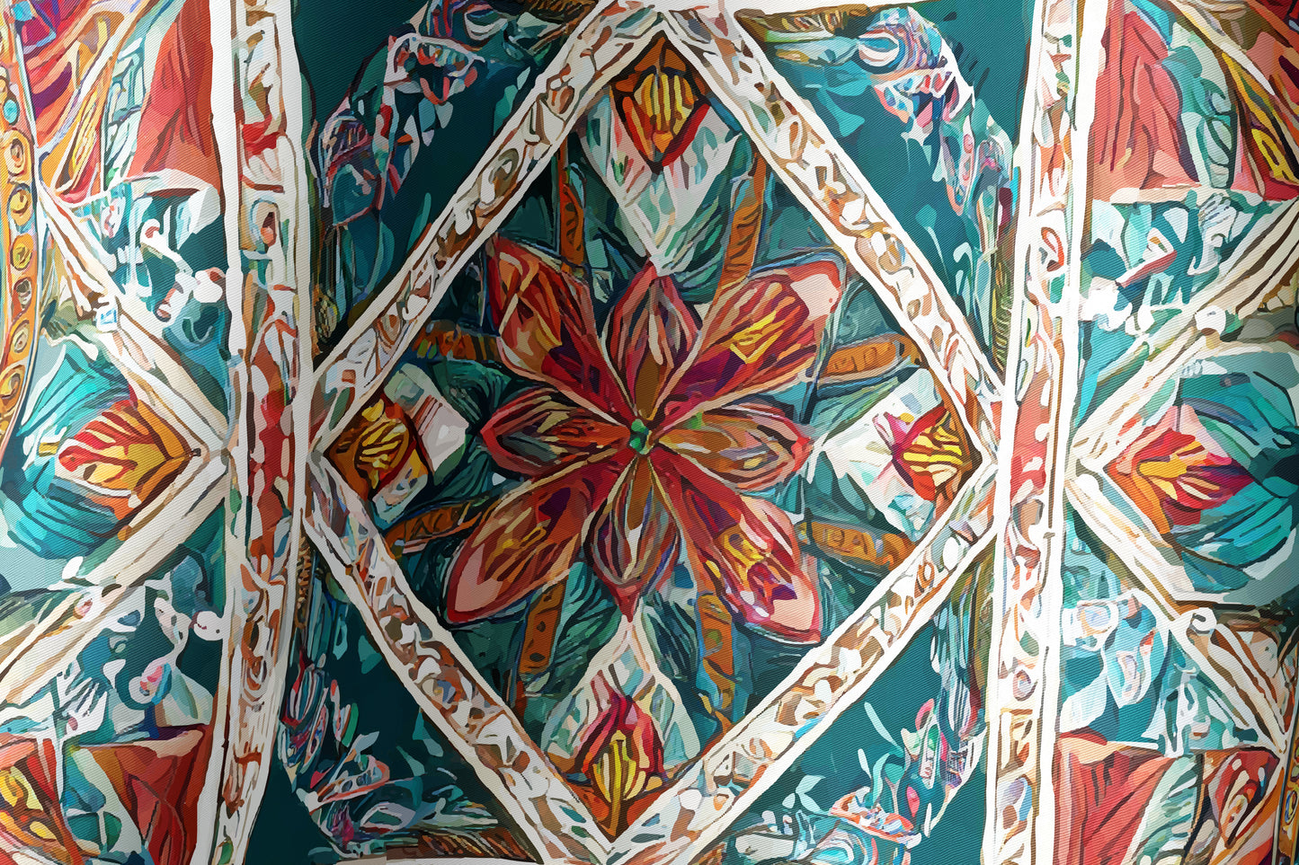 Arabesque Illusion Hand-rolled Silk Twill Scarf